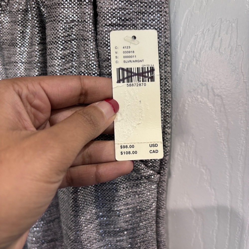 ANTHROPOLOGIE Melora Silver Metallic Joggers | Size small - Picture 4 of 7